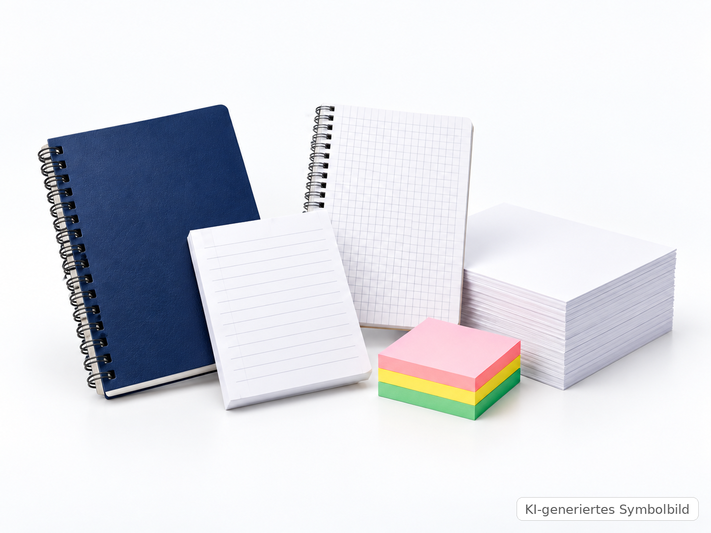 Bürobedarf papier und bloecke ki symbolbild